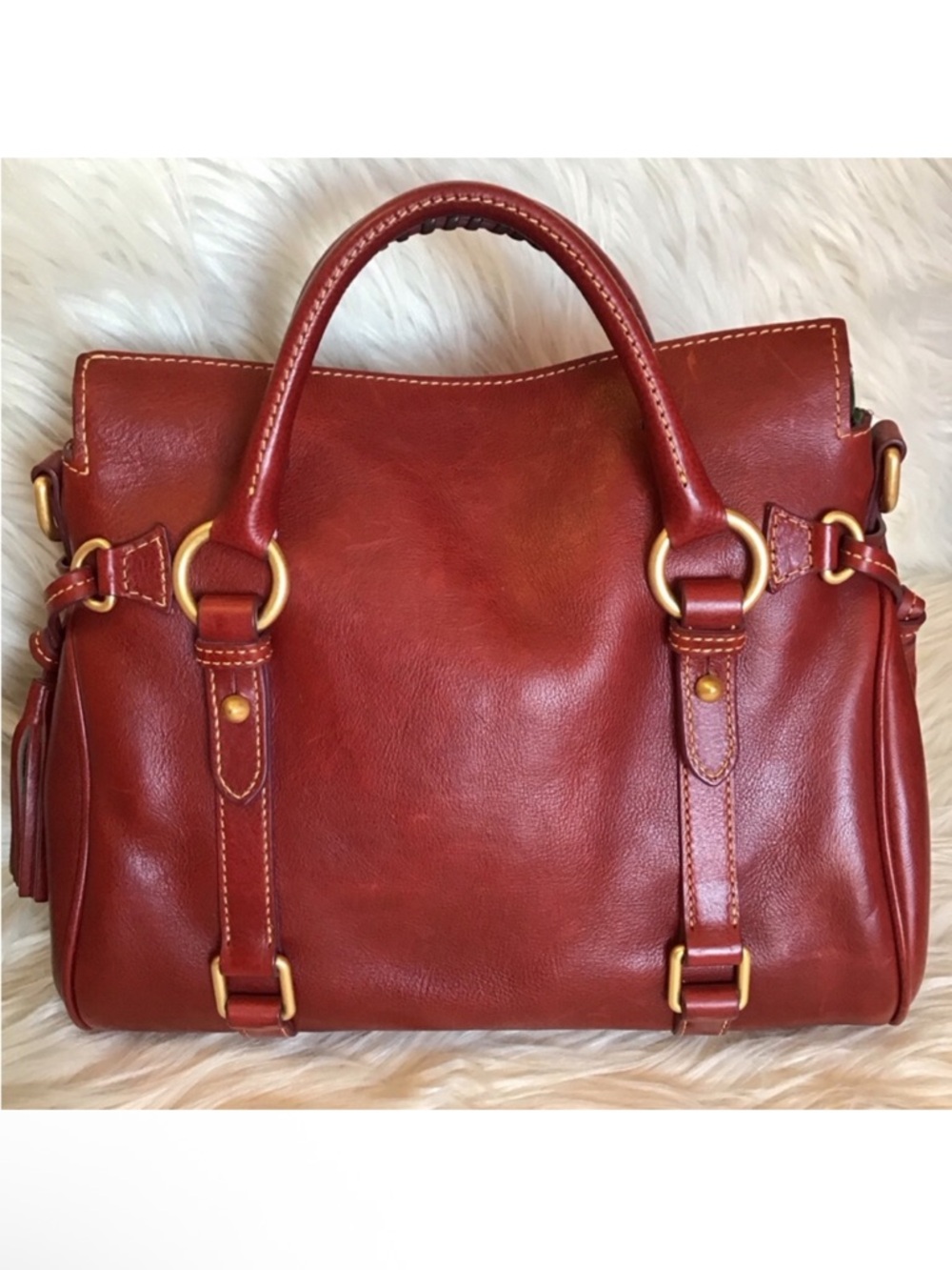 Dooney and Bourke Florentine Satchel in Bordeaux - Picture 2 of 16